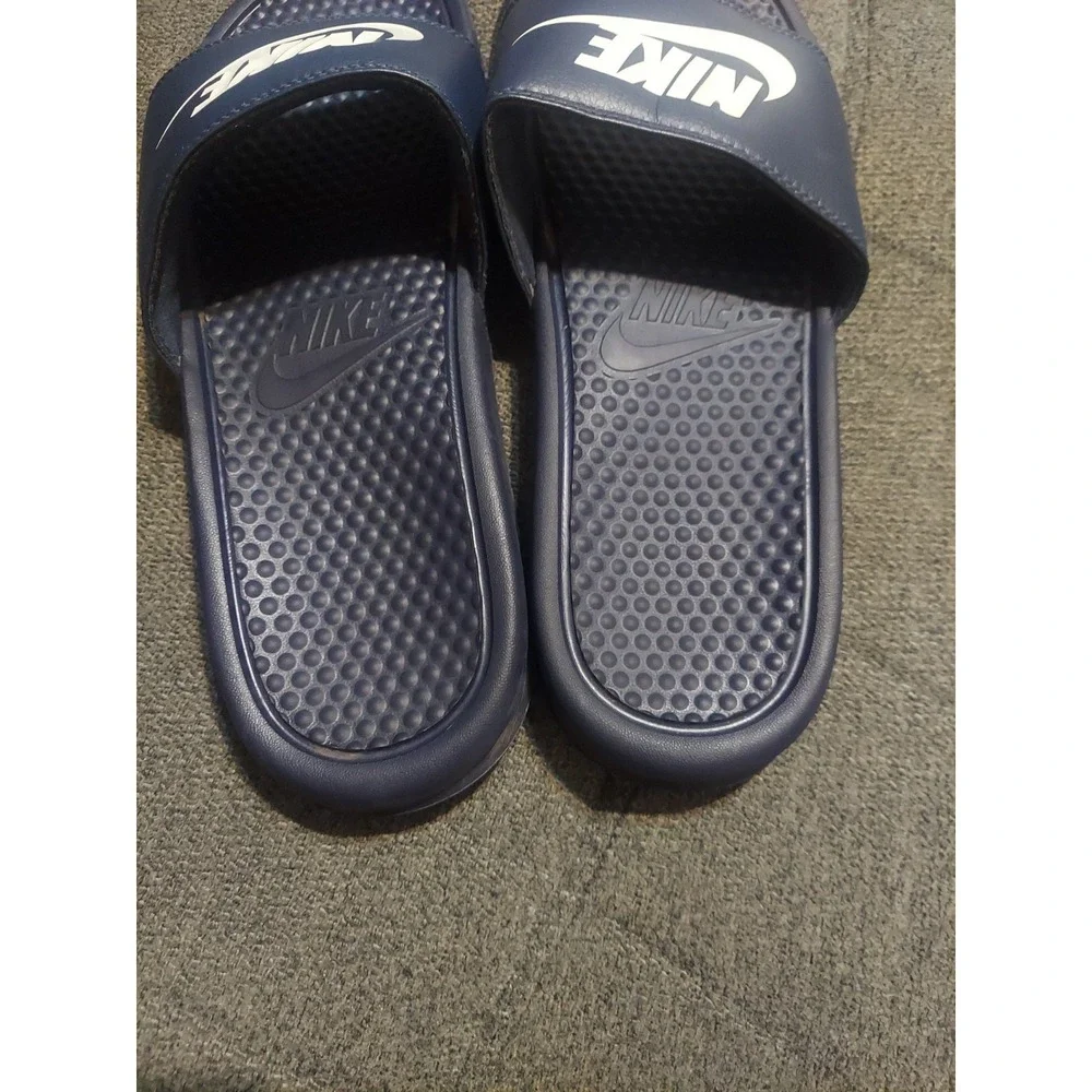 Nike Benassi JDI Men's Slip On Sandals Sz 13 - Navy Blue Waterproof Slides Pool